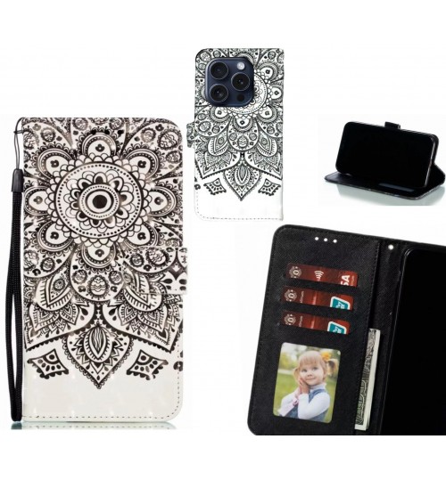 iPhone 15 Pro Case Leather Wallet Case 3D Pattern Printed