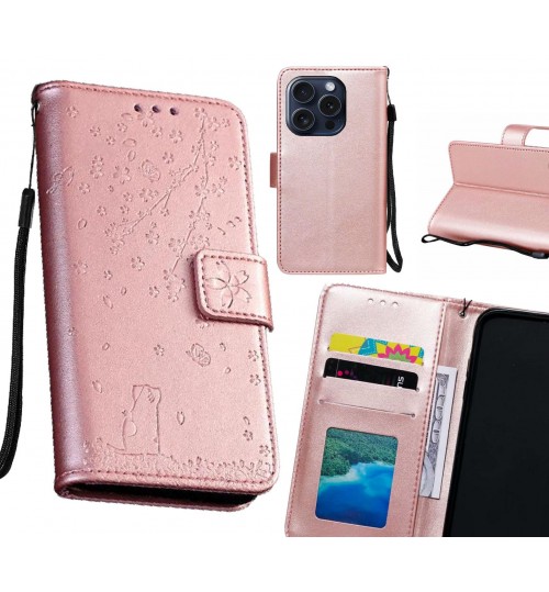 iPhone 15 Pro Case Embossed Wallet Leather Case