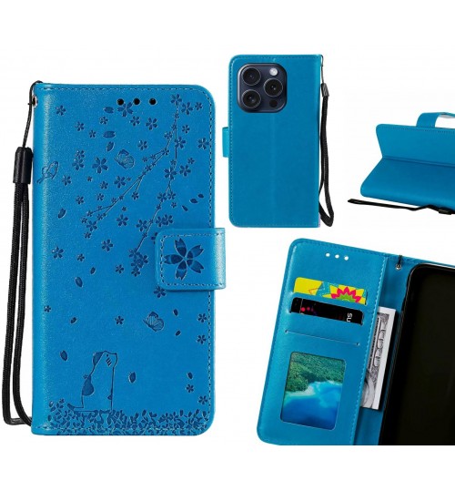 iPhone 15 Pro Case Embossed Wallet Leather Case