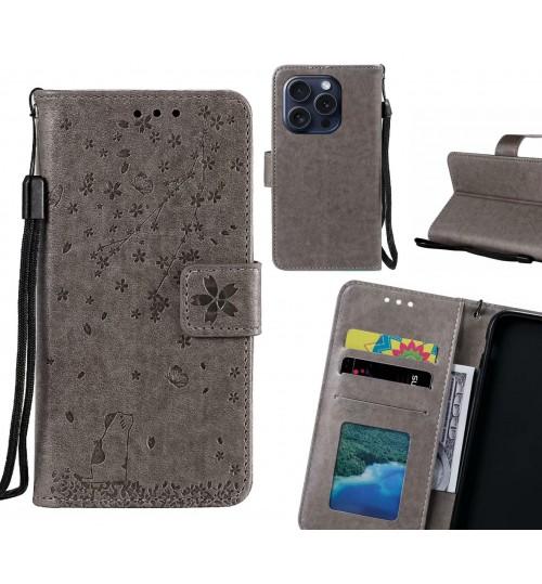 iPhone 15 Pro Case Embossed Wallet Leather Case