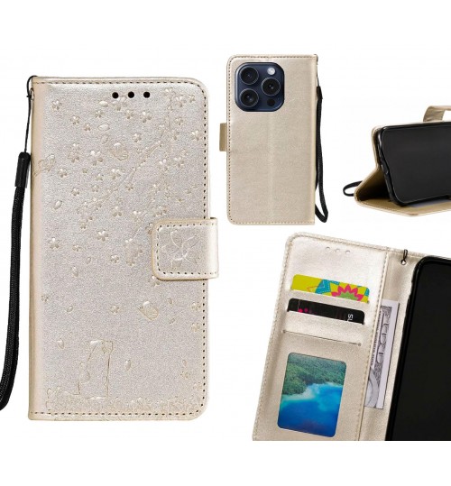 iPhone 15 Pro Case Embossed Wallet Leather Case