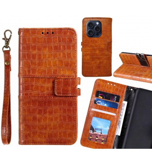 iPhone 15 Pro case croco wallet Leather case