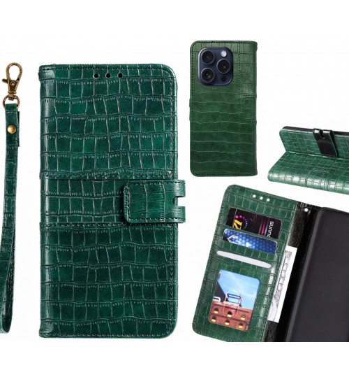 iPhone 15 Pro case croco wallet Leather case