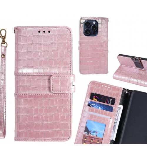 iPhone 15 Pro case croco wallet Leather case