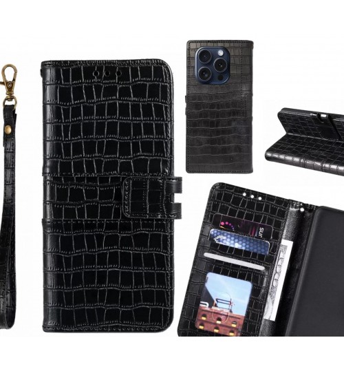 iPhone 15 Pro case croco wallet Leather case