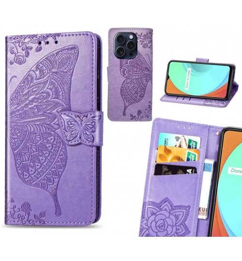 iPhone 15 Pro case Embossed Butterfly Wallet Leather Case