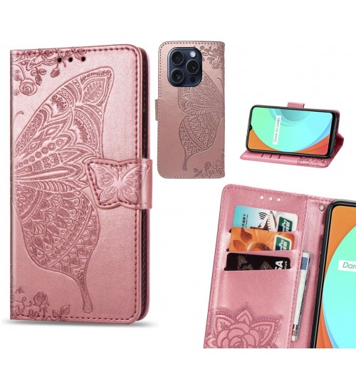 iPhone 15 Pro case Embossed Butterfly Wallet Leather Case