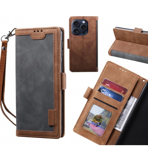 iPhone 15 Pro Case Wallet Denim Leather Case Cover