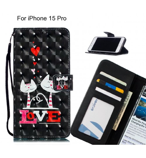 iPhone 15 Pro Case Leather Wallet Case 3D Pattern Printed