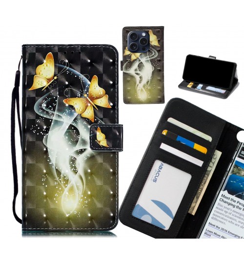 iPhone 15 Pro Case Leather Wallet Case 3D Pattern Printed