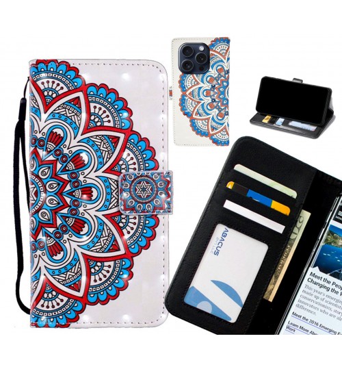 iPhone 15 Pro Case Leather Wallet Case 3D Pattern Printed