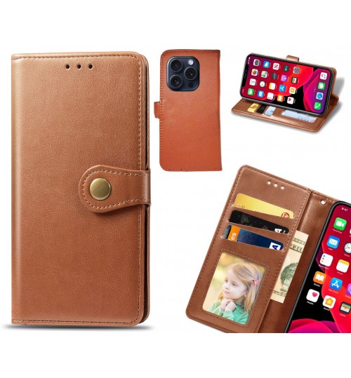 iPhone 15 Pro Case Premium Leather ID Wallet Case