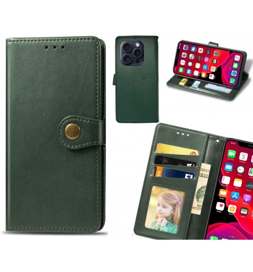 iPhone 15 Pro Case Premium Leather ID Wallet Case