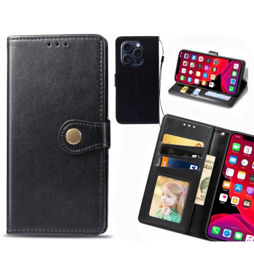 iPhone 15 Pro Case Premium Leather ID Wallet Case