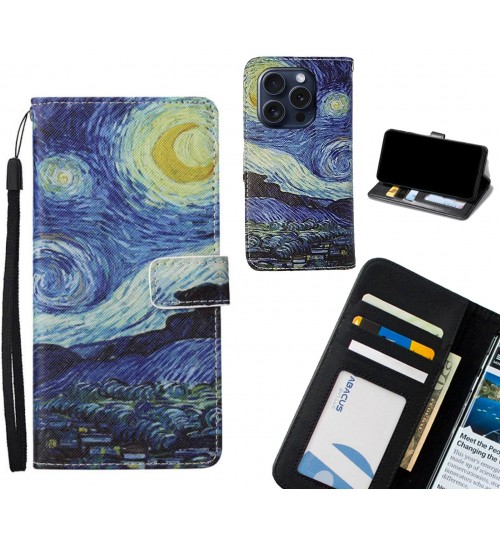 iPhone 15 Pro case leather wallet case van gogh painting