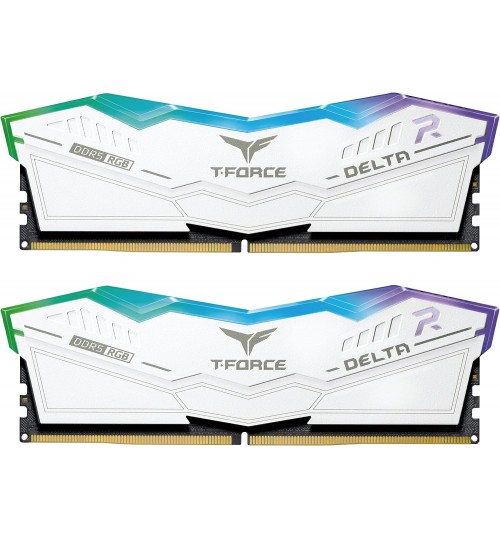 TEAM T-FORCE DELTA RGB 32GB (2 x 16GB) DDR5 6000 GAMING MEMORY WHITE HS with RGB