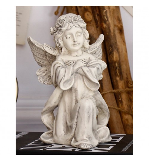 Ancient Ivory Angel Sculpture Ornament Resin Bust Statue Home Decor