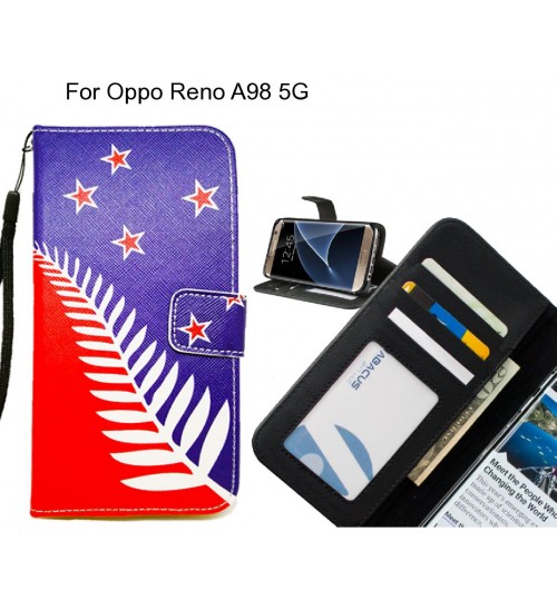 Oppo Reno A98 5G case 3 card leather wallet case printed ID