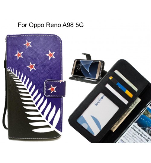 Oppo Reno A98 5G case 3 card leather wallet case printed ID