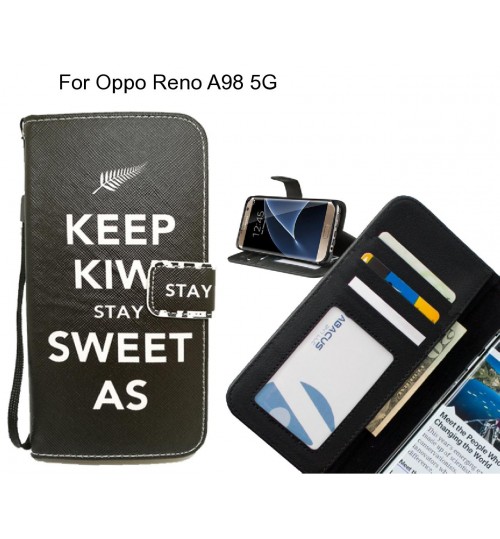 Oppo Reno A98 5G case 3 card leather wallet case printed ID