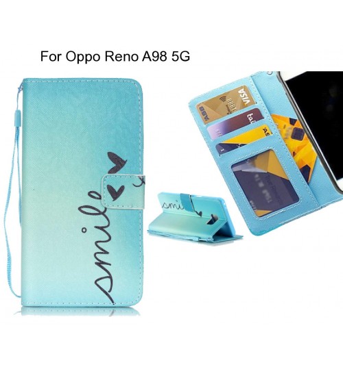 Oppo Reno A98 5G case 3 card leather wallet case printed ID