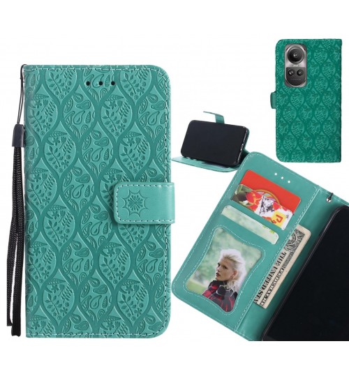 Oppo Reno 10 Case Leather Wallet Case embossed sunflower pattern