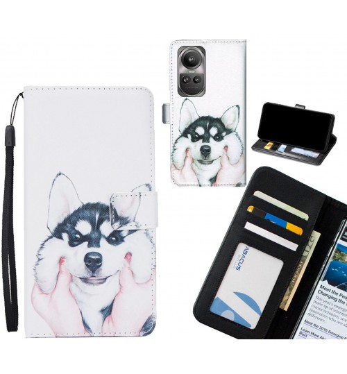 Oppo Reno 10 case 3 card leather wallet case printed ID