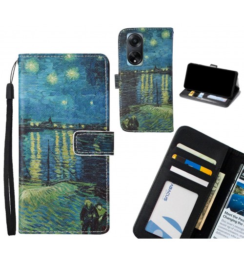 Oppo Reno A98 5G case leather wallet case van gogh painting