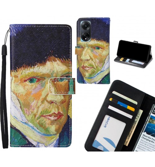 Oppo Reno A98 5G case leather wallet case van gogh painting