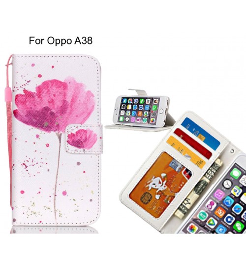 Oppo A38 case 3 card leather wallet case printed ID