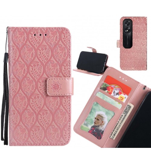 Oppo A38 Case Leather Wallet Case embossed sunflower pattern