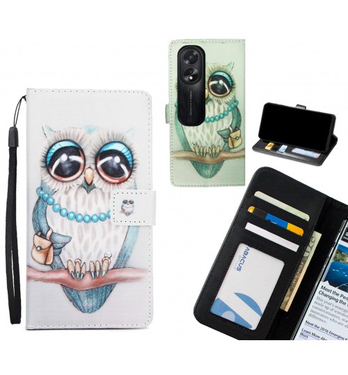 Oppo A38 case 3 card leather wallet case printed ID