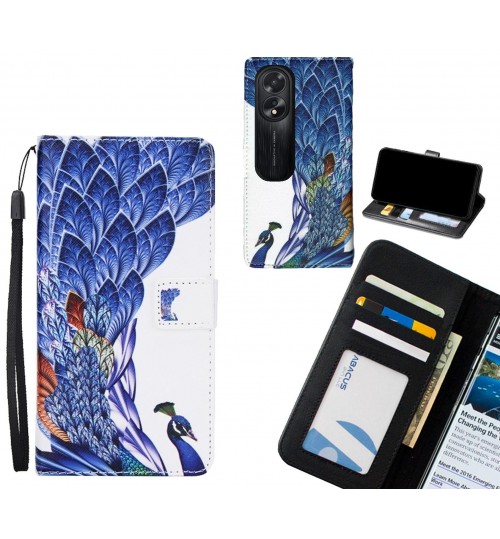 Oppo A38 case 3 card leather wallet case printed ID