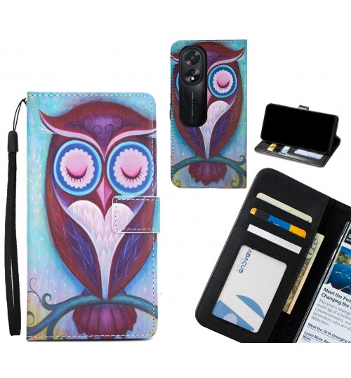 Oppo A38 case 3 card leather wallet case printed ID