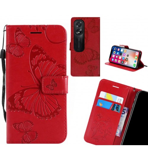 Oppo A38 case Embossed Butterfly Wallet Leather Case