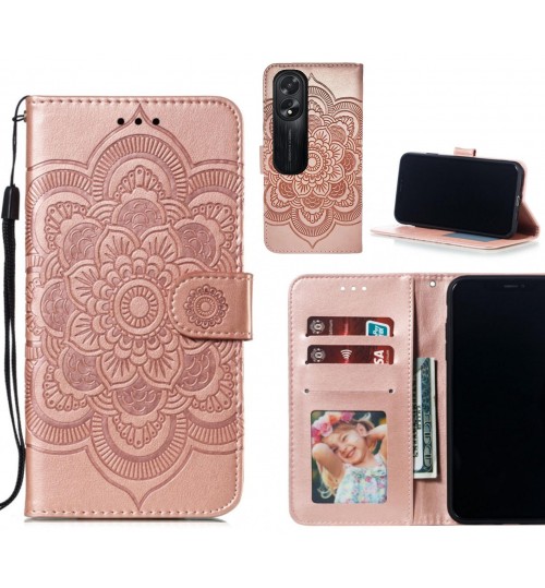 Oppo A38 case leather wallet case embossed pattern