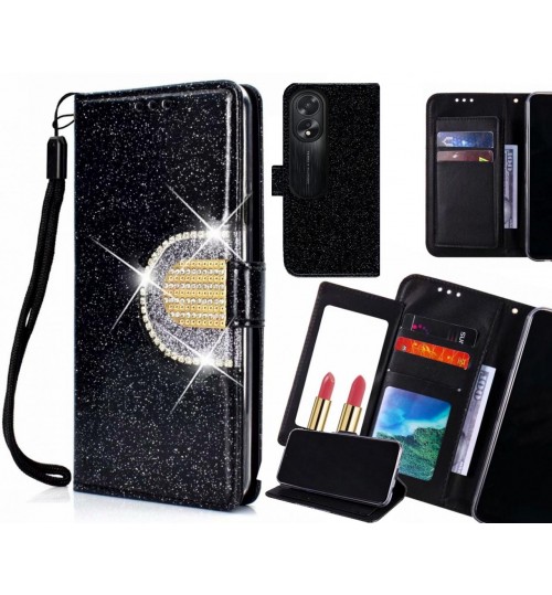 Oppo A38 Case Glaring Wallet Leather Case With Mirror