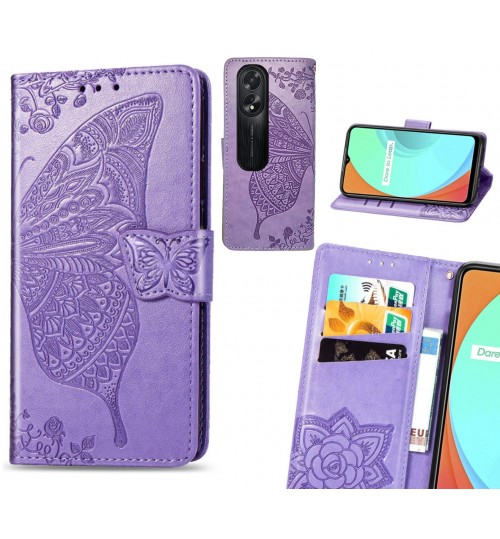 Oppo A38 case Embossed Butterfly Wallet Leather Case