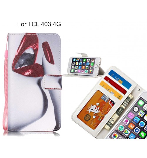 TCL 403 4G case 3 card leather wallet case printed ID