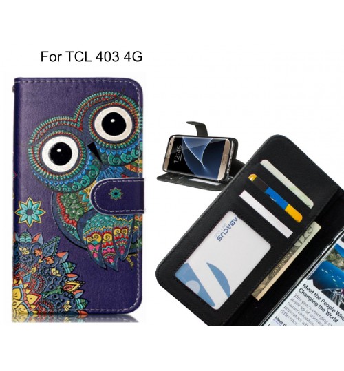 TCL 403 4G case 3 card leather wallet case printed ID