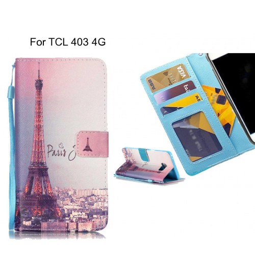 TCL 403 4G case 3 card leather wallet case printed ID