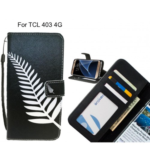 TCL 403 4G case 3 card leather wallet case printed ID