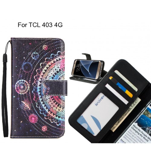 TCL 403 4G case 3 card leather wallet case printed ID