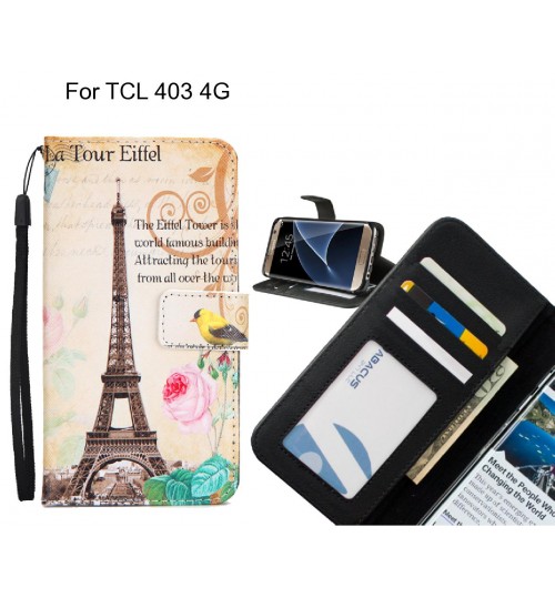 TCL 403 4G case 3 card leather wallet case printed ID