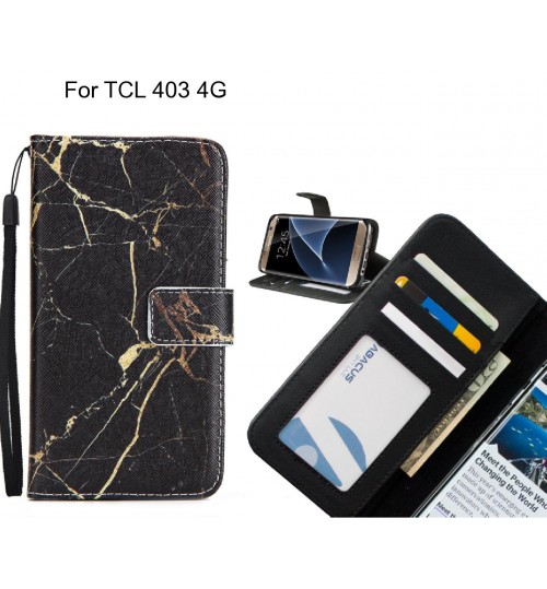 TCL 403 4G case 3 card leather wallet case printed ID