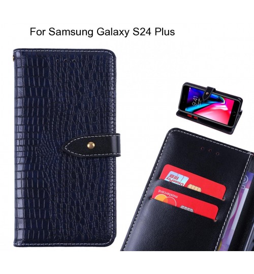 Samsung Galaxy S24 Plus case croco pattern leather wallet case