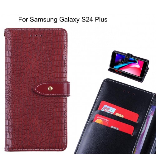 Samsung Galaxy S24 Plus case croco pattern leather wallet case