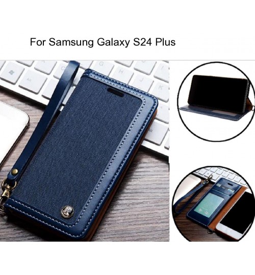 Samsung Galaxy S24 Plus Case Wallet Denim Leather Case