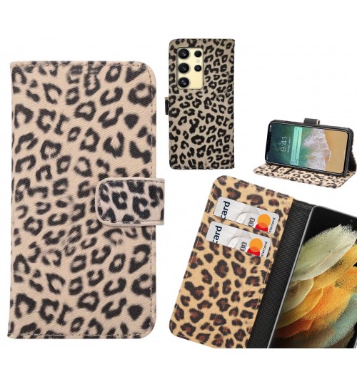 Samsung Galaxy S24 Ultra Case  Leopard Leather Flip Wallet Case