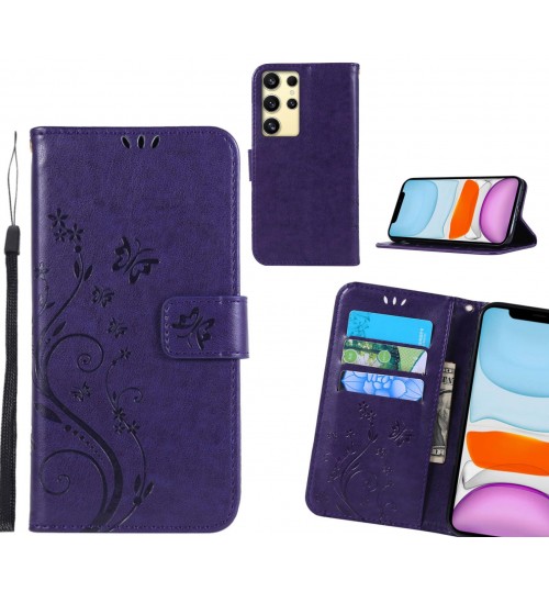 Samsung Galaxy S24 Ultra Case Embossed Butterfly Wallet Leather Cover